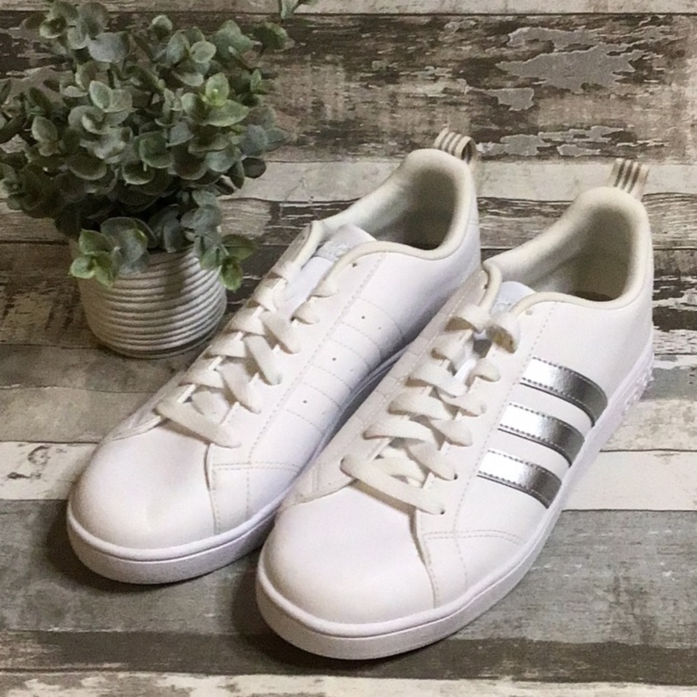 Adidas Women's White and Silver Sneakers Sz 9 NWOT